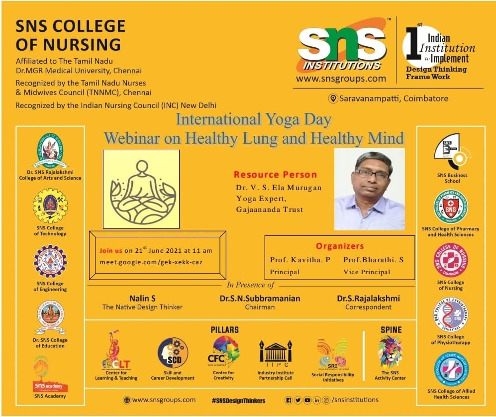 College News  International Yoga Day Webinar on Healthy Lung and Healthy  Mind - SNS College of Nursing